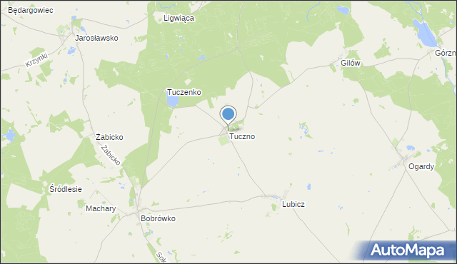 mapa Tuczno, Tuczno gmina Strzelce Krajeńskie na mapie Targeo